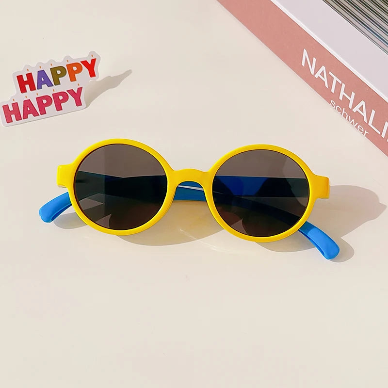 2023 New Kids Cute Checker Panel Color round UV400 Sunglasses Baby Girls Outdoor Sun Protection Sunglasses Children Sun Glasses