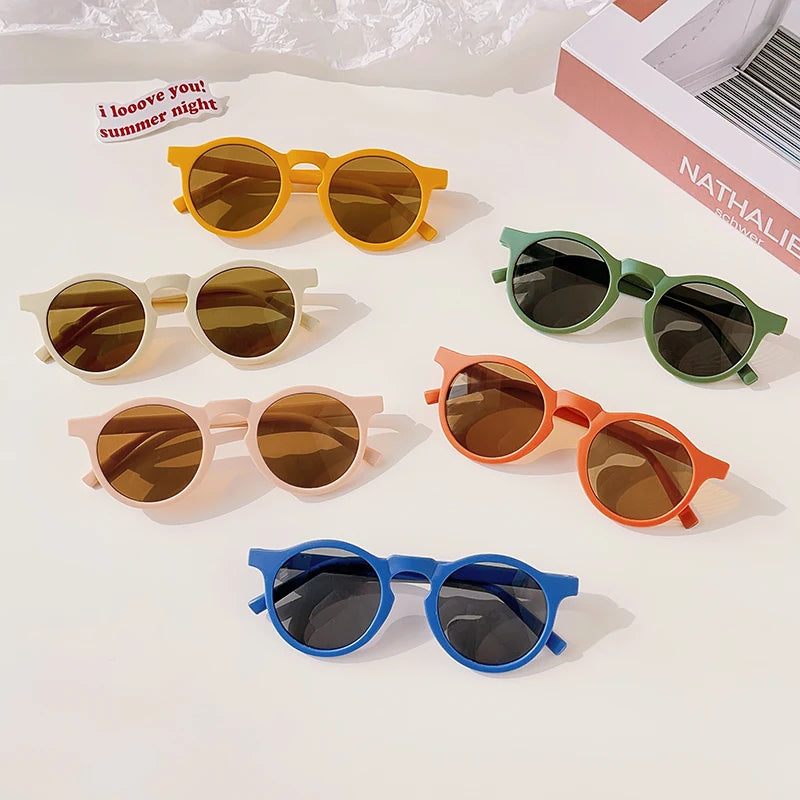 2023 New Kids Cute Checker Panel Color round UV400 Sunglasses Baby Girls Outdoor Sun Protection Sunglasses Children Sun Glasses