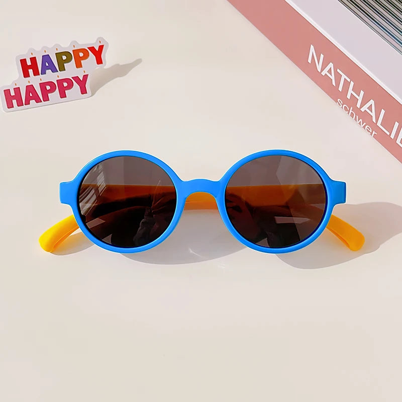 2023 New Kids Cute Checker Panel Color round UV400 Sunglasses Baby Girls Outdoor Sun Protection Sunglasses Children Sun Glasses