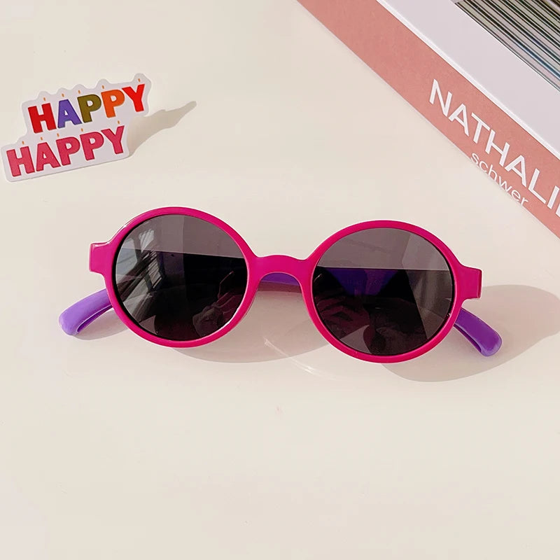 2023 New Kids Cute Checker Panel Color round UV400 Sunglasses Baby Girls Outdoor Sun Protection Sunglasses Children Sun Glasses