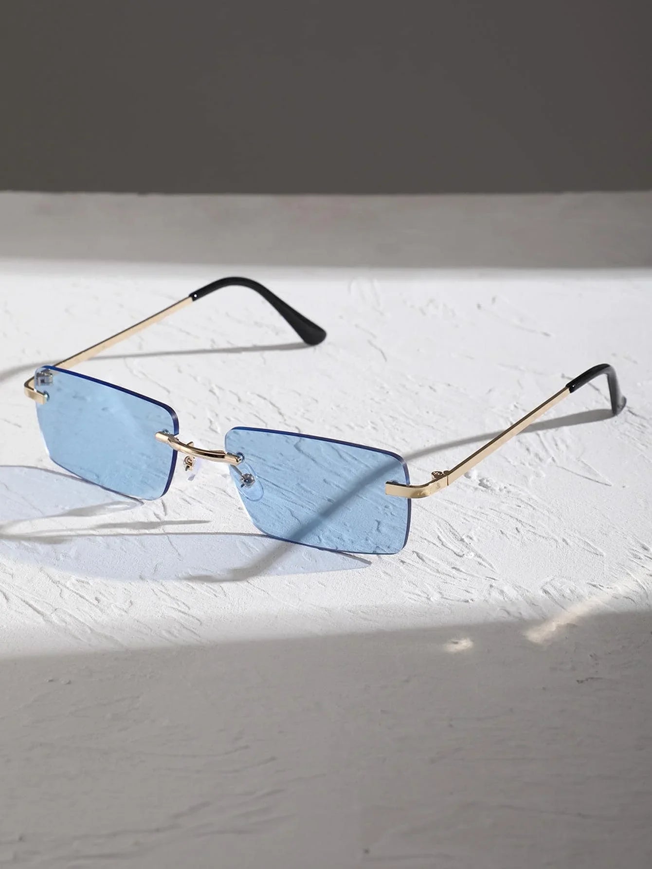 New Unisex Metal Square Frame Fashio Rimless Sunglasses for Outdoor Beach Party