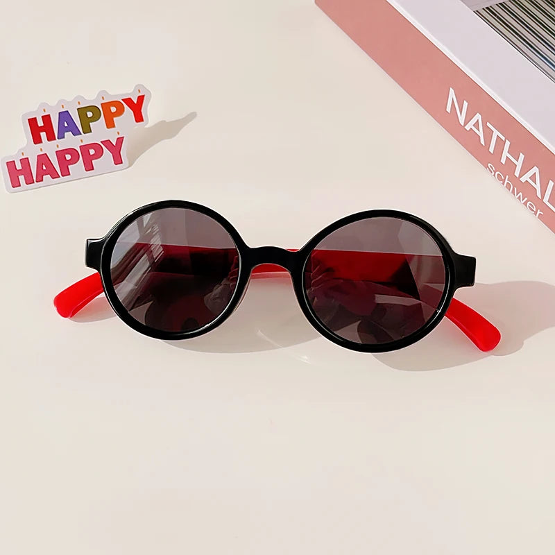 2023 New Kids Cute Checker Panel Color round UV400 Sunglasses Baby Girls Outdoor Sun Protection Sunglasses Children Sun Glasses