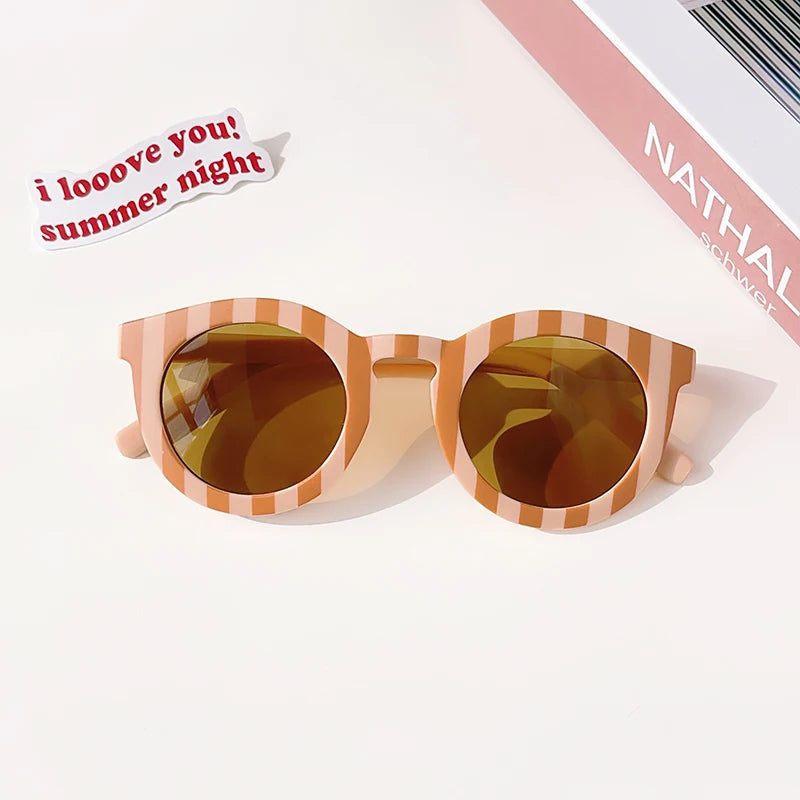 2023 New Kids Cute Checker Panel Color round UV400 Sunglasses Baby Girls Outdoor Sun Protection Sunglasses Children Sun Glasses